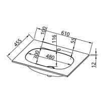 Lavoar Kerrock pentru mobilier Kolpasan, Storia, 61 cm, cu ventil click-clack,alb